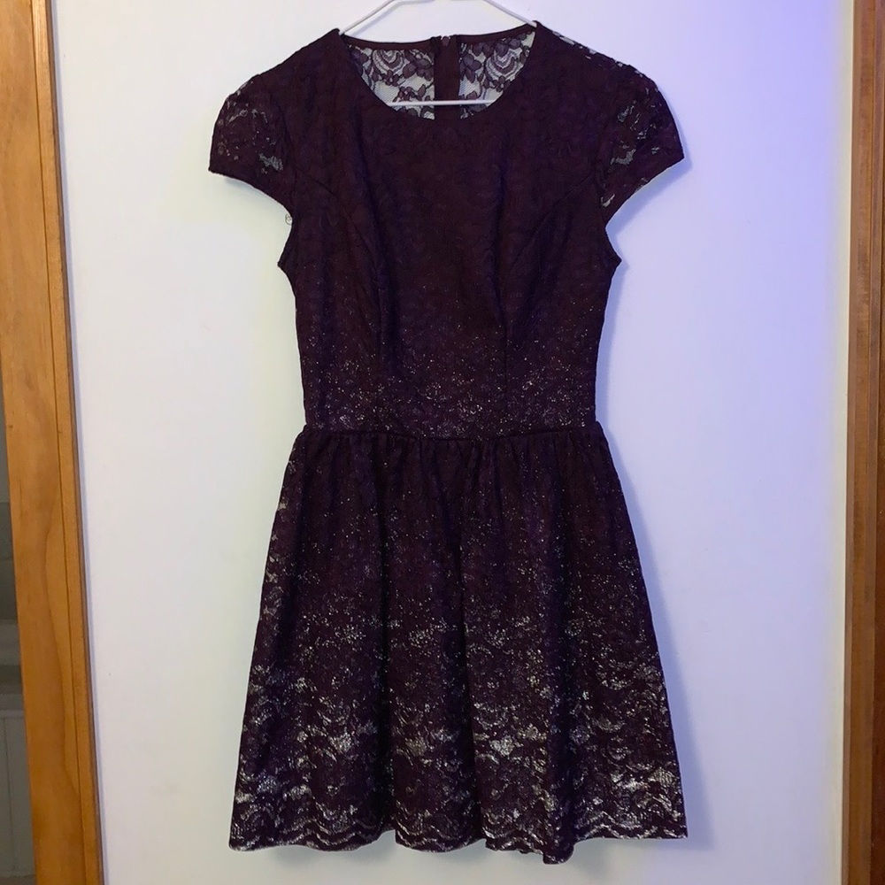Purple Lacey Silver Homecoming/Party Dress